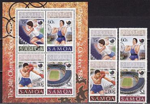 Самоа, 1988, Олимпиада Сеул, Стадион, 4 марки, блок